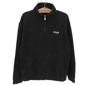 フィラ/FILA ハーフジップ プルオーバー フリースジャケット 長袖 ロゴ刺繍 サイズ：L　ブラック 【古着】 古着 【中古】 中古 mellow 【古着屋mellow楽天市場店】