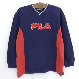 FILA/フィラ Vネック スウェット トレーナー 長袖 サイズ：XL ネイビー/レッド 【古着】 古着 【中古】 中古 mellow 【古着屋mellow楽天市場店】