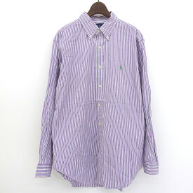 ラルフローラン Ralph Lauren CLASSIC FIT マルチストライプ ボタンダウンシャツ 長袖 サイズ：16 【古着】 古着 【中古】 中古 mellow【古着屋mellow楽天市場店】