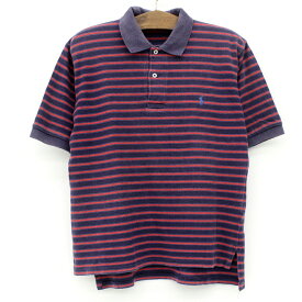 ポロ ラルフローレン Polo by Ralph Lauren ポロシャツ 半袖 ボーダー 鹿の子 サイズ：M ネイビー×レッド【古着】 古着 【中古】 中古 mellow 【古着屋mellow楽天市場店】