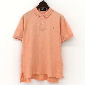 ポロ ラルフローレン Polo by Ralph Lauren ポロシャツ 半袖 刺繍 鹿の子 サイズ：M サーモンピンク 【古着】 古着 【中古】 中古 mellow 【古着屋mellow楽天市場店】