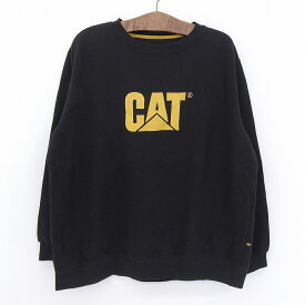 CAT スウェット シャツ プルオーバー トレーナー ロゴ 刺繍 長袖 サイズ：2XL ブラック×イエロー 【古着】 古着 【中古】 中古 mellow 【古着屋mellow楽天市場店】