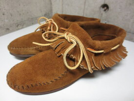 ★20%オフ クーポン 4/30 14時まで★【中古】レディース Minnetonka/ミネトンカ フリンジ アンクルブーツ 茶 Made in U.S.A【Women's US 5】【小さめ】【あす楽対応】【古着屋mellow楽天市場店】