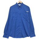 コロンビア Columbia PFG フィッシング ロングスリーブ シャツ ボタンダウン OMNI-SHADE 薄手 無地 長袖 サイズ：S ブルー Deadstock デッドストック 【新古品】 新古品 オムニシェイド mellow 【古着 mellow楽天市場店】