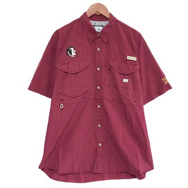 コロンビア Columbia PFG ショートスリーブ フィッシング シャツ 無地 半袖 サイズ：M バーガンディー 【古着】 古着 【中古】 中古 mellow 【古着屋mellow楽天市場店】