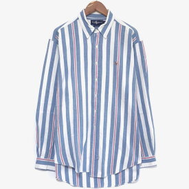 ラルフローレン Ralph Lauren ロングスリーブ シャツ ボタンダウン ストライプ柄 長袖 サイズ：XL ライトブルー×ホワイト×レッド 【古着】 古着 【中古】 中古 mellow 【古着屋mellow楽天市場店】