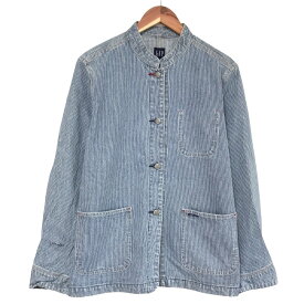 ギャップ GAP デニム ジャケット カバーオール ストライプ柄 長袖 サイズ：Women's L ブルー×ホワイト Deadstock デッドストック 【新古品】 新古品 mellow オールド ギャップ レディース 【古着屋mellow楽天市場店】