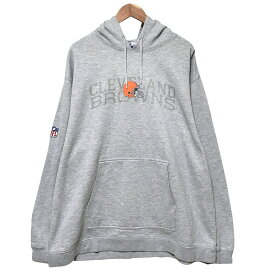 リーボック Reebok スウェット パーカー プルオーバー トレーナー NFL "CLEVELAND BROWNS" ロゴ プリント 長袖 サイズ：2XL グレー 【古着】 古着 【中古】 中古 mellow 【古着屋mellow楽天市場店】