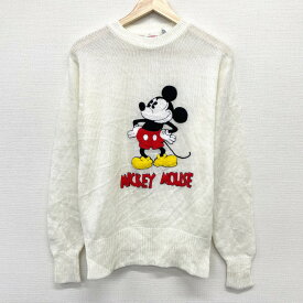 ★20%オフ クーポン 4/30 14時まで★ディズニー DISNEY Character Fashions アクリル ニット セーター ミッキーマウス ワッペン 長袖 サイズ：M ホワイト 【古着】 古着 【中古】 中古 mellow 【あす楽対応】 【古着屋mellow楽天市場店】