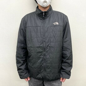 ノースフェイス THE NORTH FACE キルティング ジャケット ジップアップ ロゴ プリント 長袖 サイズ：XXL ブラック 【古着】 古着 【中古】 中古 mellow 【あす楽対応】 【古着屋mellow楽天市場店】