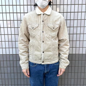 ★30%オフ クーポン 4/30 14時まで★【中古】 Levi's Sherpa Trucker Jacket リーバイス コーデュロイ シェルパ トラッカージャケット ボア ジャケット サイズ：M ベージュ MADE IN TUNISIA Levis 古着 中古 mellow 71500-6923 あす楽対応 古着屋mellow楽天市場店