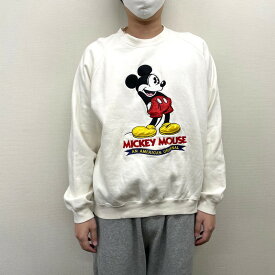 【中古】 ディズニー THE DISNEY STORE スウェット シャツ トレーナー ミッキーマウス 刺繍 ワッペン 長袖 サイズ：XL ホワイト 古着 中古 mellow あす楽対応 古着屋mellow楽天市場店