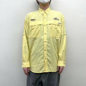 【30％オフ★お得なクーポンあり】【中古】 コロンビア Columbia PFG ボタンダウン シャツ 企業物 刺繍 ロングスリーブ 長袖 サイズ：L イエロー 古着 中古 mellow あす楽対応 古着屋mellow楽天市場店