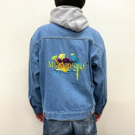 【30％オフ★お得なクーポンあり】【中古】 MARGARITAVILLE デニム ジャケット ジージャン ロゴ 刺繍 長袖 サイズ：XL インディゴ 古着 中古 mellow あす楽対応 古着屋mellow楽天市場店