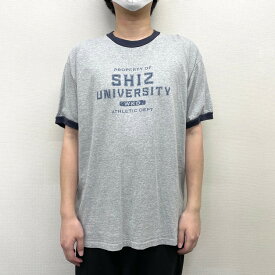 【30％オフ★お得なクーポンあり】【中古】 アンビル anvil リンガー Tシャツ 半袖 カレッジロゴ プリント サイズ：XL グレー×ネイビー 古着 中古 mellow ゆうパケット対応 あす楽対応 古着屋mellow楽天市場店