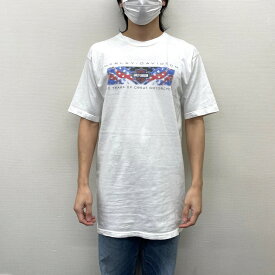 【中古】 ハーレーダビッドソン HARLEY-DAVIDSON Tシャツ 半袖 ロゴ 両面プリント サイズ：L ホワイト MADE IN U.S.A 古着 中古 mellow HOLOUBEK ゆうパケット対応 あす楽対応 古着屋mellow楽天市場店