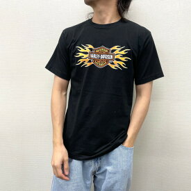 【中古】 ハーレー ダビッドソン HARLEY-DAVIDSON Tシャツ 半袖 ショートスリーブ ロゴ プリント サイズ：Boy's L ブラック 古着 中古 mellow ゆうパケット対応 あす楽対応 古着屋mellow楽天市場店