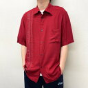 【中古】 axcess レーヨン シャツ 半袖 ショートスリーブ プリント サイズ：XL レッド 古着 中古 mellow ゆうパケット対応 古着屋mellow楽天市場店