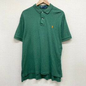 US古着 ポロ ラルフローレン Polo by Ralph Lauren コットン ポロシャツ 半袖 ワンポイント ロゴ 刺繍 サイズ：メンズ M グリーン ミックスカラー あす楽対応【中古】