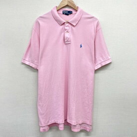 US古着 ポロ ラルフローレン Polo by Ralph Lauren 鹿の子 ポロシャツ 半袖 ワンポイント ロゴ 刺繍 サイズ：メンズ XL ビッグサイズ ピンク あす楽対応【中古】