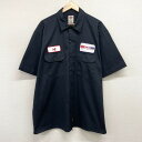 US古着 ディッキーズ Dickies ワークシャツ 半袖 企業 ワッペン サイズ：メンズ XL ビッグサイズ ブラック 【中古】