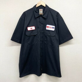 ★30%オフ クーポン 4/30 14時まで★US古着 ディッキーズ Dickies ワークシャツ 半袖 企業 ワッペン サイズ：メンズ XL ビッグサイズ ブラック あす楽対応【中古】