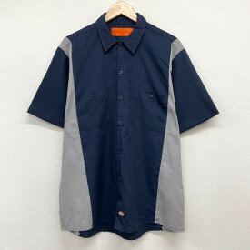 ★30%オフ クーポン 4/30 14時まで★US古着 ディッキーズ Dickies ワークシャツ 半袖 ツートーン サイズ：メンズ L ネイビー×ライトグレー あす楽対応【中古】