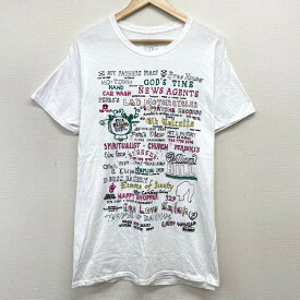 【50％オフ★お得なクーポンあり】US古着 グラフィック文字 刺繍デザイン Tシャツ 半袖 サイズ：メンズ L ホワイト あす楽対応【中古】