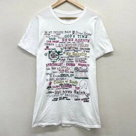 【50％オフ★お得なクーポンあり】US古着 グラフィック文字 刺繍デザイン Tシャツ 半袖 サイズ：メンズ L ホワイト あす楽対応【中古】