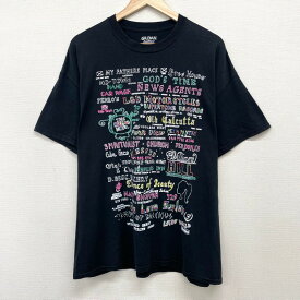 ★30%オフ クーポン 4/30 14時まで★US古着 グラフィック文字 刺繍デザイン Tシャツ 半袖 サイズ：メンズ XL ビッグサイズ ブラック あす楽対応【中古】