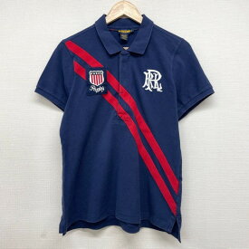 ラルフローレン ラグビー 鹿の子 ポロシャツ 半袖 ロゴ 刺繍 ワッペン RALPH LAUREN RUGBY サイズ：WOMEN'S XL レディース ネイビー×レッド×ホワイト あす楽対応【新品】