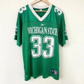 リーボック Reebok ミシガンステート スパルタンズ Michigan State Spartans メッシュ フットボールジャージ 半袖 ロゴ プリント サイズ：46 グリーン×ホワイト 【古着】 古着 【中古】 中古 mellow 【あす楽対応】【古着屋mellow楽天市場店】