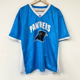 NFL カロライナ パンサーズ Carolina Panthers リバーシブル メッシュ フットボールジャージ 半袖 ロゴ プリント サイズ：2XL ライトブルー×ホワイト 【古着】 古着 【中古】 中古 mellow 【あす楽対応】【古着屋mellow楽天市場店】