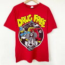 【ゆうパケット対応】anvil Tシャツ 半袖 キャラクター プリント DRUG FREE サイズ：L レッド 【古着】 古着 【中古】 中古 mellow 【古着屋mellow楽天市場店】