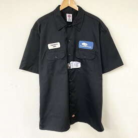 ★10%オフ クーポン 4/2 14時まで★【ゆうパケット対応】ディッキーズ Dickies ワークシャツ 半袖 ワッペン サイズ：XL ブラック Deadstock デッドストック 【新古品】 新古品 mellow 【あす楽対応】 【古着屋mellow楽天市場店】