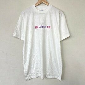 ★10%オフ クーポン 4/30 14時まで★【ゆうパケット対応】COLLEGE WARE Tシャツ 半袖 ロゴ 刺繍 サイズ：L ホワイト MADE IN U.S.A Deadstock デッドストック 【新古品】 新古品 mellow 【あす楽対応】【古着屋mellow楽天市場店】