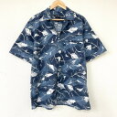 【ゆうパケット対応】ノーティカ NAUTICA アロハ シャツ 開襟 半袖 植物柄 総柄 サイズ：XL ネイビー系【古着】 古着 【中古】 中古 mellow 【古着屋mellow楽天市場店】