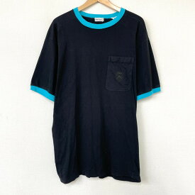 ★20%オフ クーポン 4/2 14時まで★【ゆうパケット対応】Bugle Boy Co. リンガー Tシャツ プリント 半袖 サイズ：M ブラック×ブルーグリーン 【古着】 古着 【中古】 中古 mellow トリムTシャツ【あす楽対応】【古着屋mellow楽天市場店】