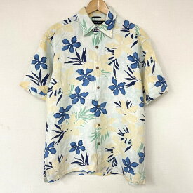 【ゆうパケット対応】ノーティカ NAUTICA アロハ シャツ 半袖 花・植物柄 総柄 サイズ：M ホワイト×オレンジ系×ブルー等【古着】 古着 【中古】 中古 mellow EASY CARE SILK【あす楽対応】【古着屋mellow楽天市場店】