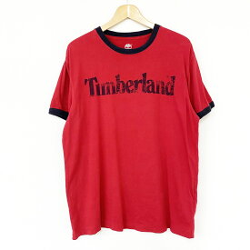 【30％オフ★お得なクーポンあり】【ゆうパケット対応】ティンバーランド Timberland リンガー Tシャツ ロゴ プリント Regular Fit 半袖 サイズ：M レッド×ブラック【古着】 古着 【中古】 中古 mellow トリムTシャツ【あす楽対応】【古着屋mellow楽天市場店】