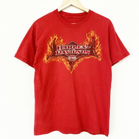 【ゆうパケット対応】ハーレーダビットソン HARLEY-DAVIDSON Tシャツ ファイヤーパターン 両面 プリント HIGH PLAINS 半袖 サイズ：Men's M位 レッド 【古着】 古着 【中古】 中古 mellow【あす楽対応】【古着屋mellow楽天市場店】