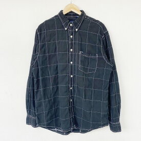 【50％オフ★お得なクーポンあり】アイゾッド ジーンズ IZOD JEANS ボタンダウン シャツ パッチワーク ロングスリーブ 長袖 サイズ：L 後染めブラック 【古着】 古着 【中古】 中古 mellow 【あす楽対応】【古着屋mellow楽天市場店】