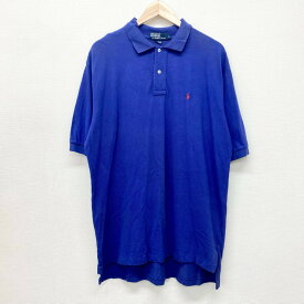 ★30%オフ クーポン 4/2 14時まで★US古着 ポロ ラルフローレン Polo by Ralph Lauren 鹿の子 ポロシャツ 半袖 無地 ワンポイント ポニー 刺繍 サイズ：メンズ L ブルー あす楽対応【中古】