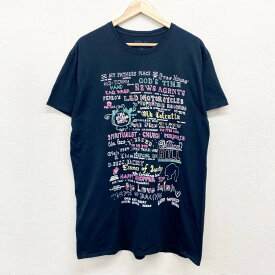 ★30%オフ クーポン 4/30 14時まで★US古着 グラフィック文字 刺繍デザイン Tシャツ 半袖 サイズ：メンズ XL ビッグサイズ ブラック あす楽対応【中古】