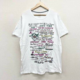 【50％オフ★お得なクーポンあり】US古着 グラフィック文字 刺繍デザイン Tシャツ 半袖 サイズ：メンズ L ホワイト あす楽対応【中古】