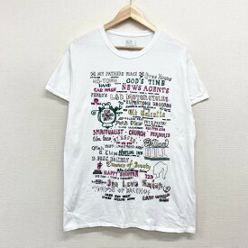 【50％オフ★お得なクーポンあり】US古着 グラフィック文字 刺繍デザイン Tシャツ 半袖 サイズ：メンズ L ホワイト あす楽対応【中古】