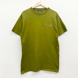 90's US古着 USA製 ハーレーダビッドソン HARLEY-DAVIDSON Tシャツ 半袖 ワンポイント ロゴ 刺繍 サイズ：メンズ M モスグリーン あす楽対応【中古】