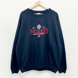 ★30%オフ クーポン 4/30 14時まで★GILDAN スウェット シャツ メンズ XL ブラック トレーナー カレッジ ロゴ 刺繍 ビッグサイズ ギルダン あす楽対応【中古】