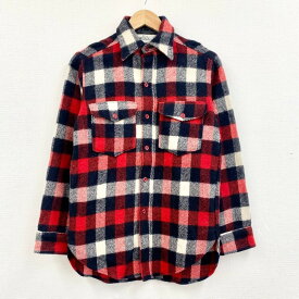 60’s～70's ウールリッチ WOOLRICH ウール シャツ ブロックチェック 長袖 CPO サイズ：メンズ S レッド×ブラック×ベージュ あす楽対応【中古】