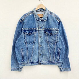 90's カナダ製 Levi's 75525-4891 リーバイス トラッカージャケット スタッズ デニム ジージャン サイズ：メンズ L インディゴ ブルー あす楽対応【中古】